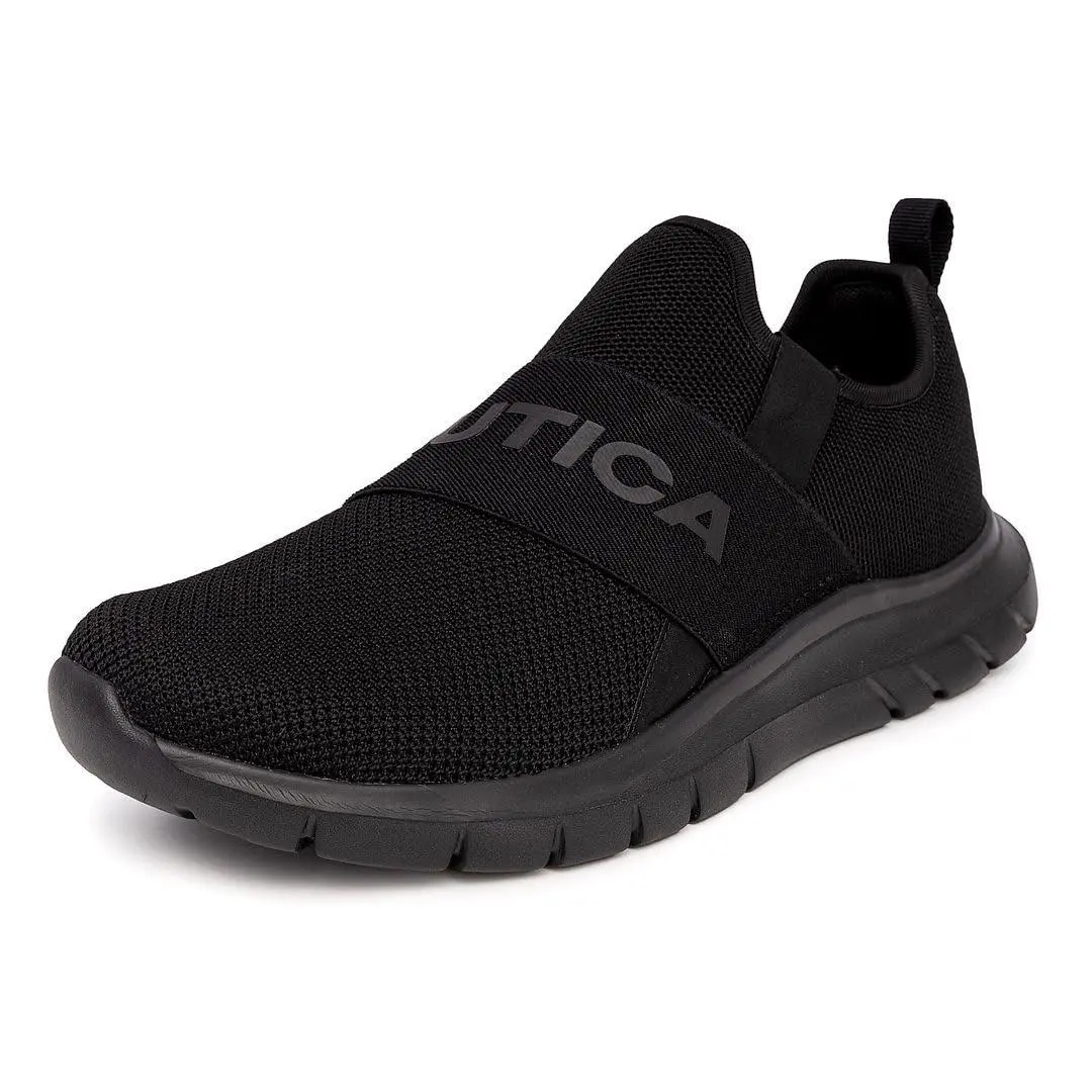 Men`s Casual Fashion Sneakers Wide Width black mono tobin by Nautica