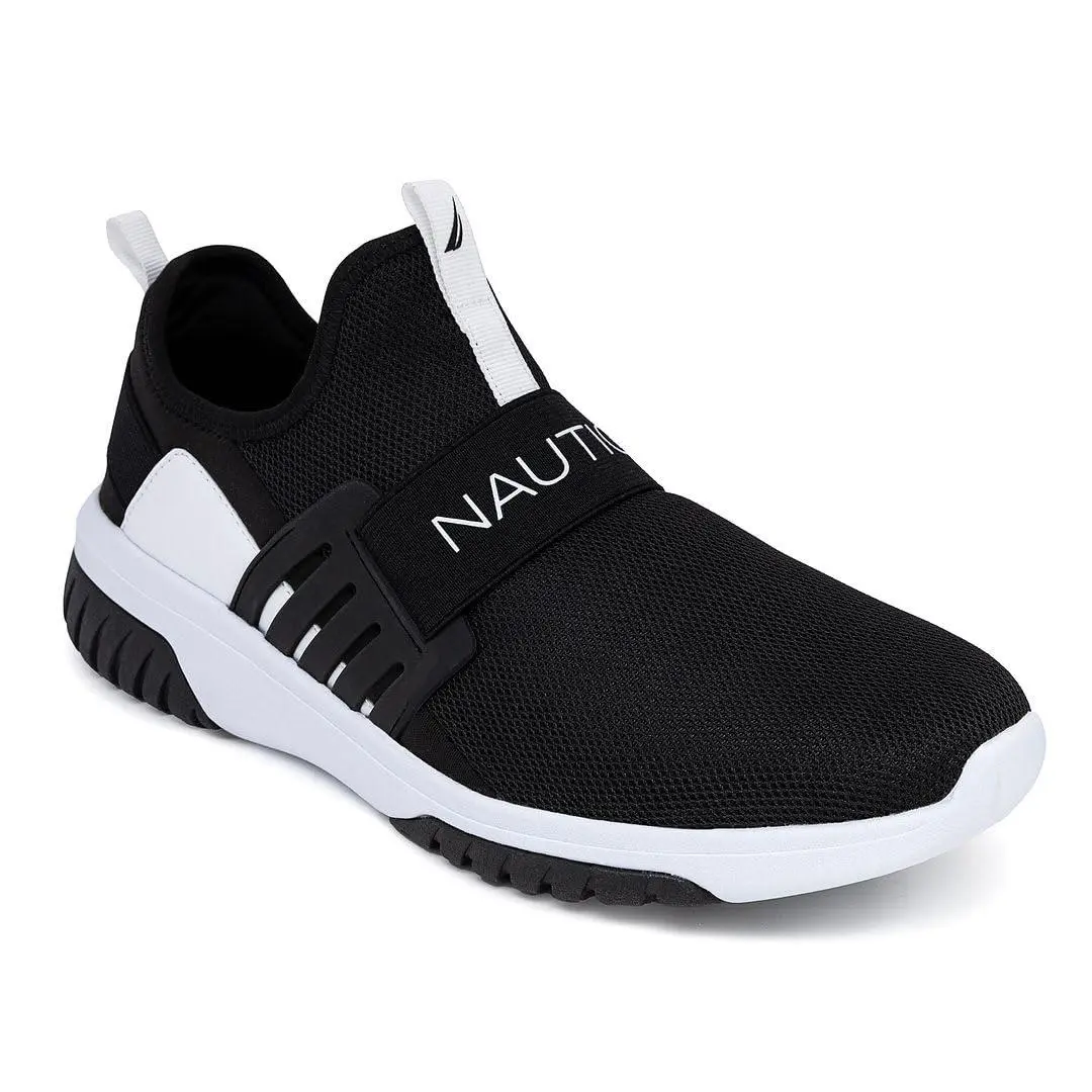 Men`s Casual Fashion Sneakers Wide Width black white junyo by Nautica