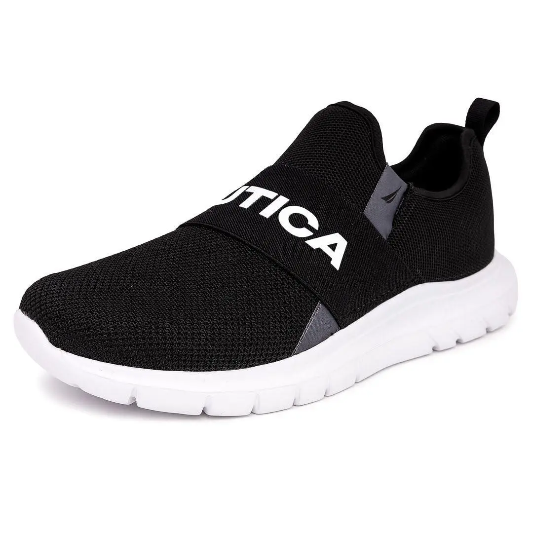 Men`s Casual Fashion Sneakers Wide Width black white tobin by Nautica