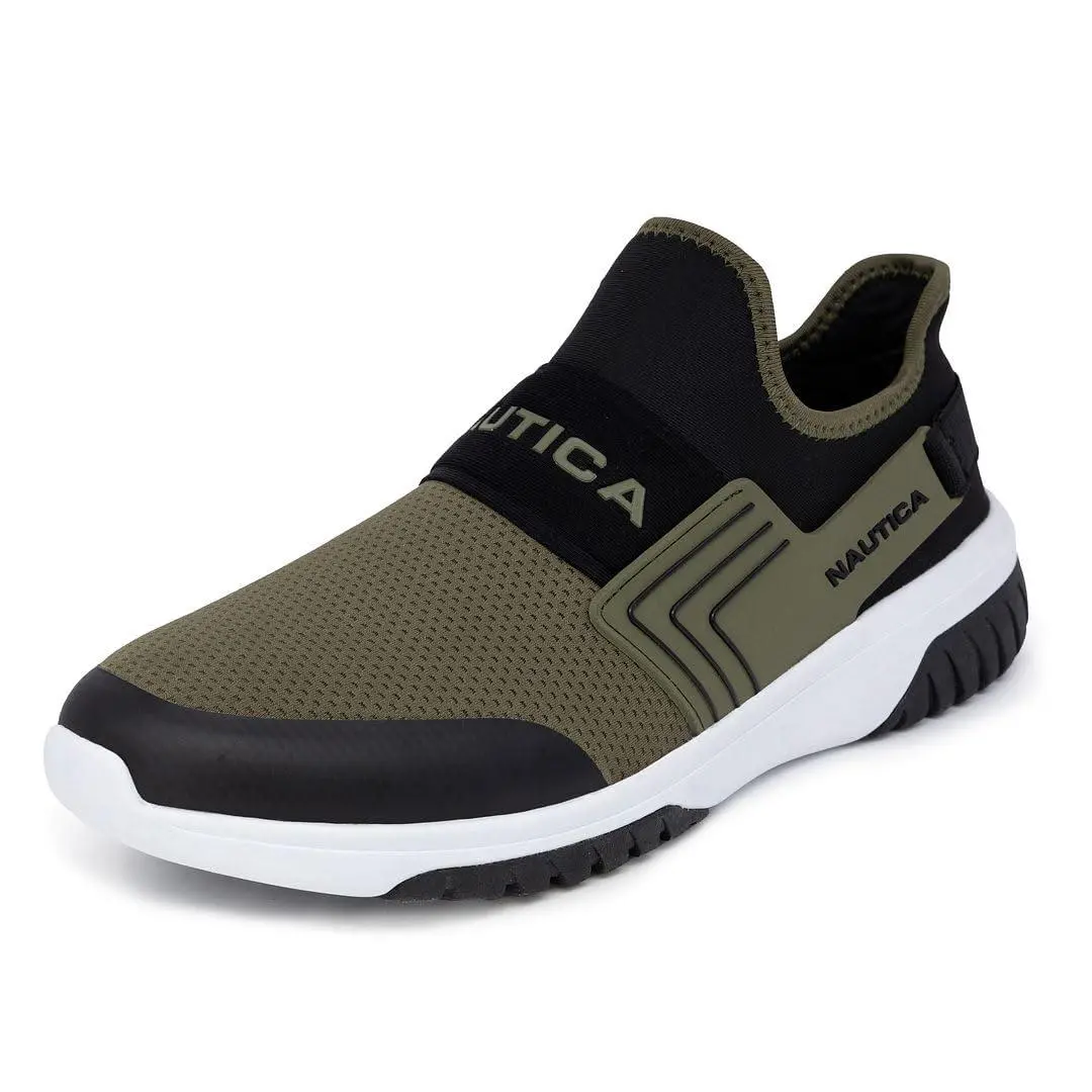 Men`s Casual Fashion Sneakers Wide Width olive black colnor by Nautica
