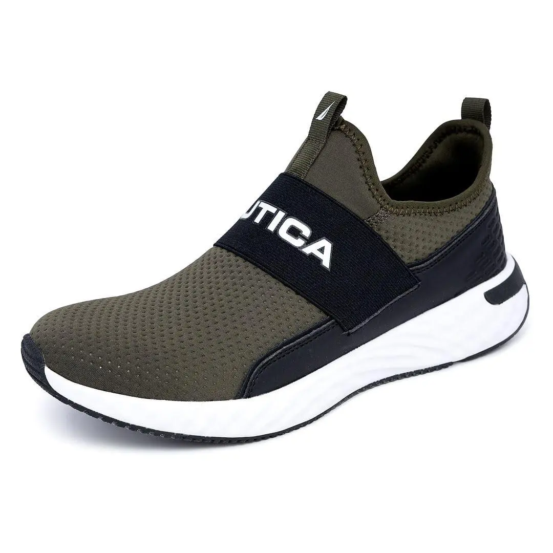 Men`s Casual Fashion Sneakers Wide Width olive black grote by Nautica