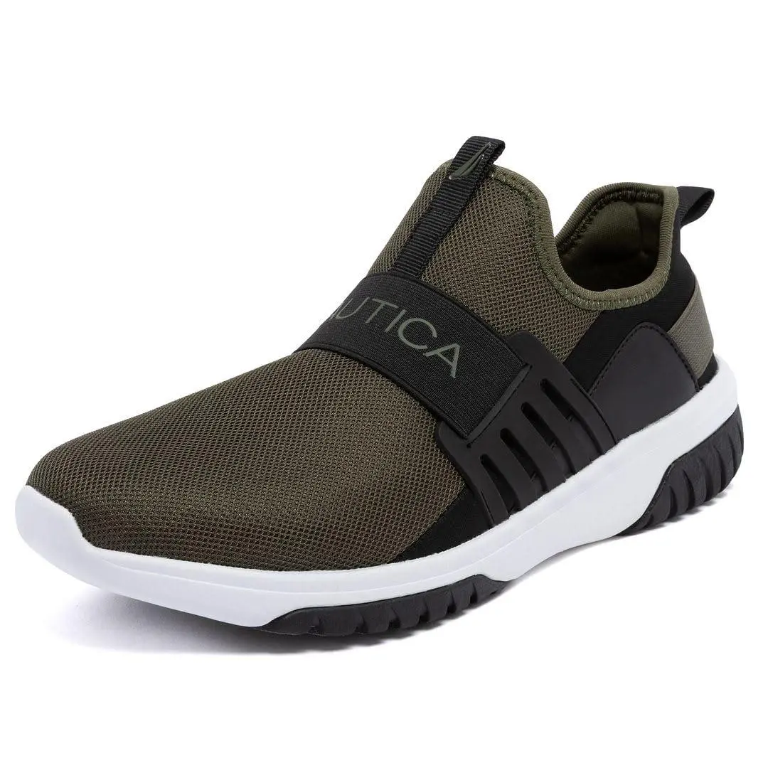 Men`s Casual Fashion Sneakers Wide Width olive black junyo by Nautica
