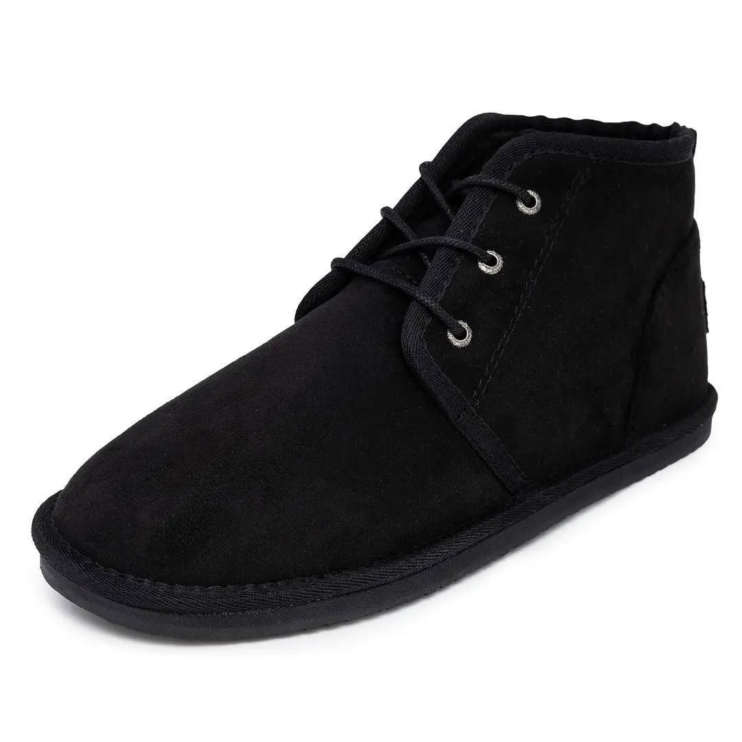 Men’s Warm Ankle Boot Slippers – Fleece Lined Lace Up Winter by Nautica