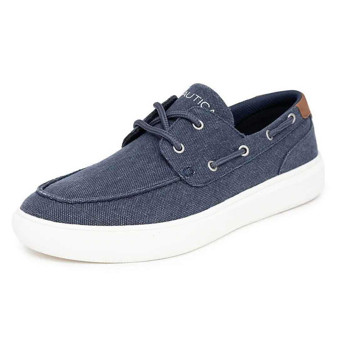 Men`s Boat Shoe Lace-up Casual Loafers Comfort Sneaker navy canvas by Nautica