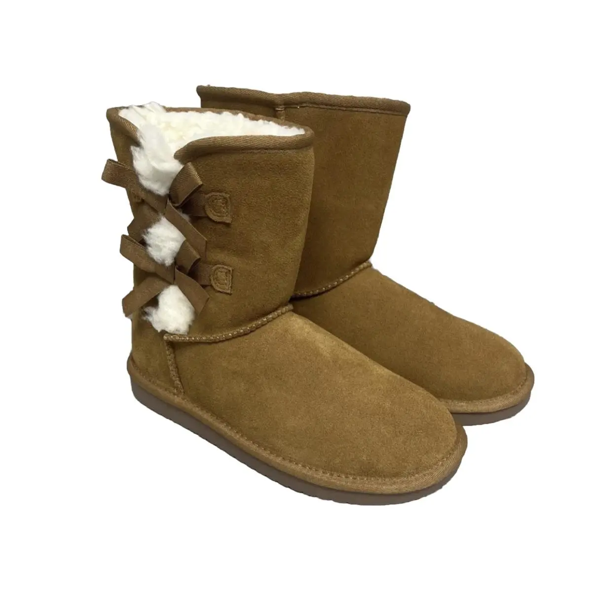 Ugg Koolaburra Victoria Short Bows Boots Chestnut Suede Womens Size 5 by UGG