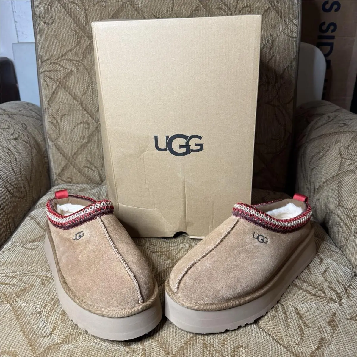Ugg Tazz Braid Chestnut Suede Platform Slippers Shoes Moccasin Clog SZ 10 Women by UGG