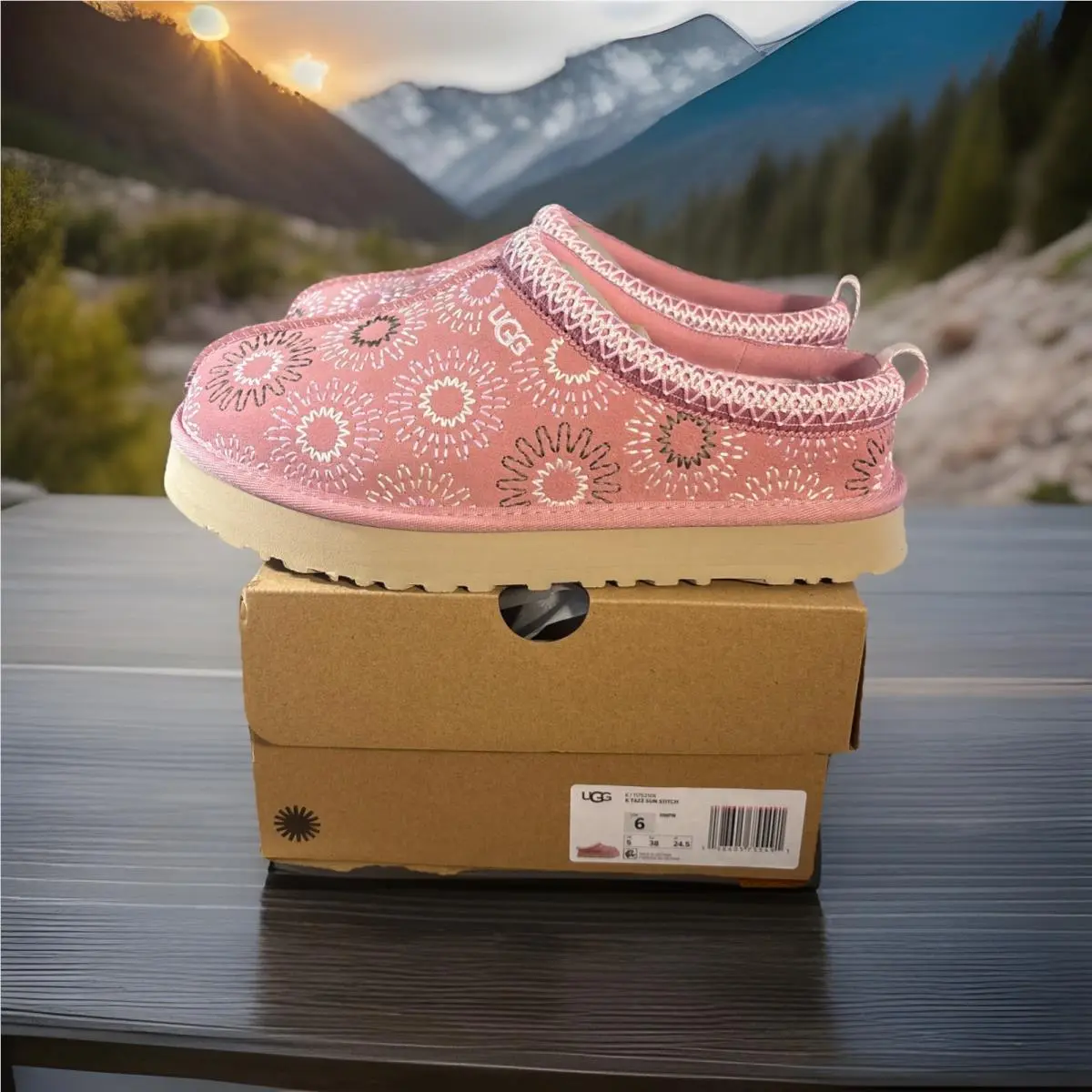 Ugg Kids Tazz Sun Stitch Horizon Pink Size 6 Slippers by UGG
