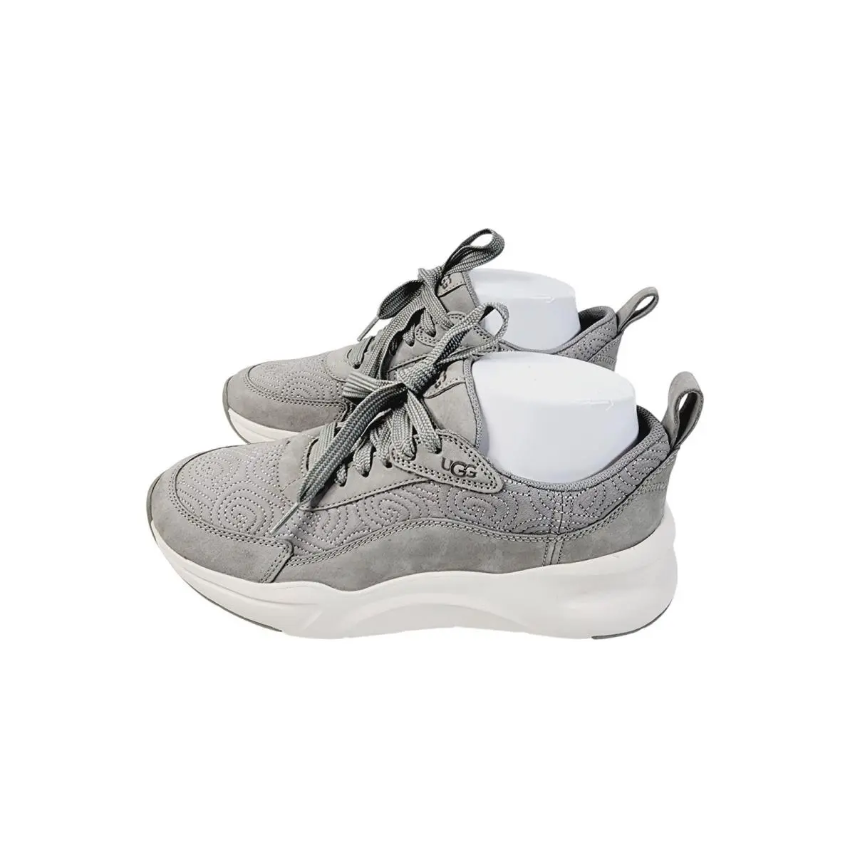 Ugg Gray Suede Embroidered Low Top Sneakers Men`s Size 8 Lightweight Comfort