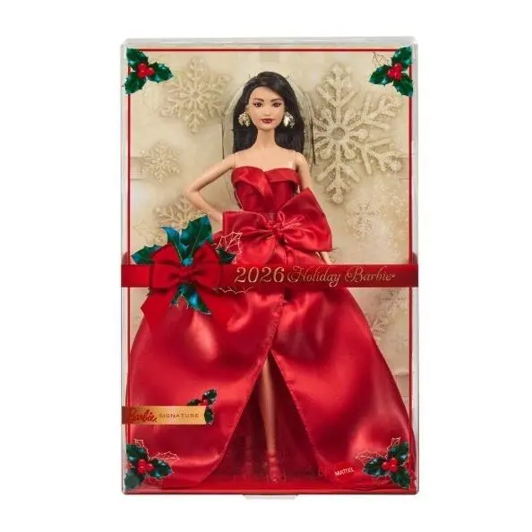 2026 Holiday Asian Dark Brown Hair Barbie Mnrfb with Shipper JJX73 IN Stock Now