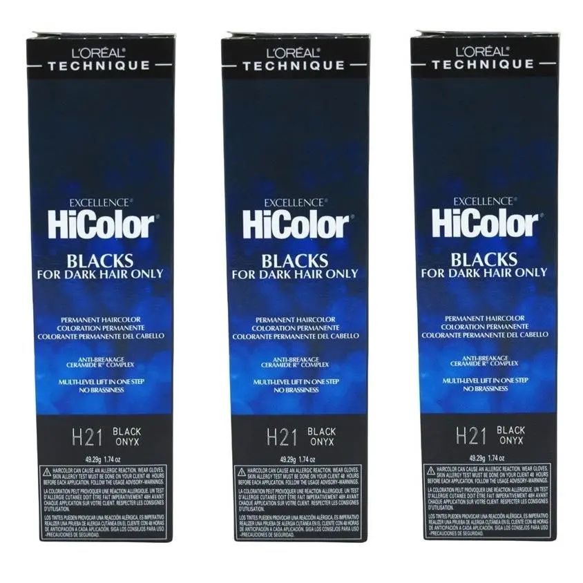 BL Loreal Excel Hicolor H21 Tube Black Onyx 1.74oz X 3 Packs by L'Oréal