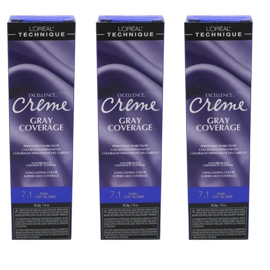 BL Loreal Excel Creme Color 7.1 Dark Ash Blonde 1.74oz X 3 Packs by L'Oréal