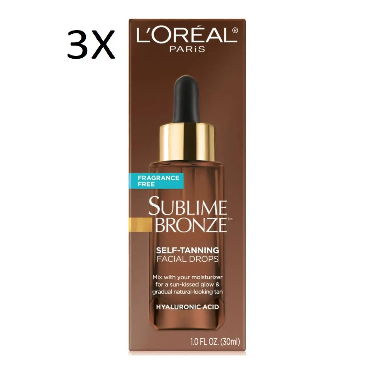 3 Loreal Sublime Bronze Self-tanning Facial Drops 1.0 fl oz by L'Oréal