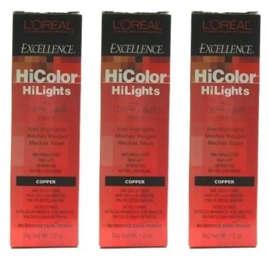 BL Loreal Excel Hicolor Hilights Copper 1.2oz X 3 Packs by L'Oréal