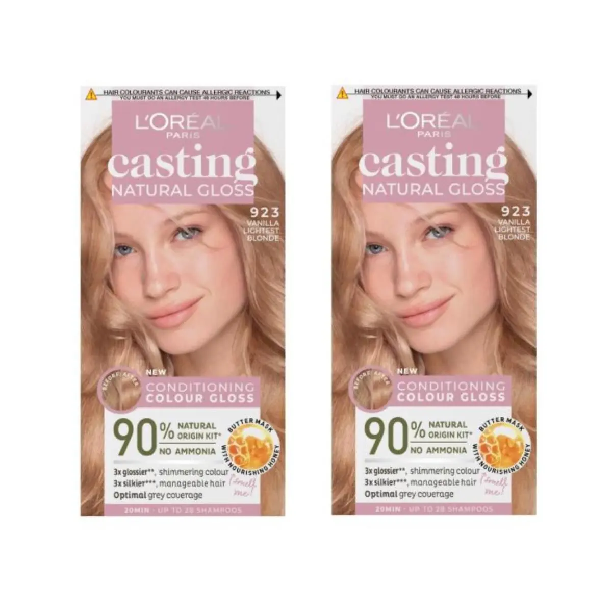 L`oreal Paris Casting Natural Gloss 923 Vanilla Lightest Blonde Hair Colour 2Pck by L'Oréal