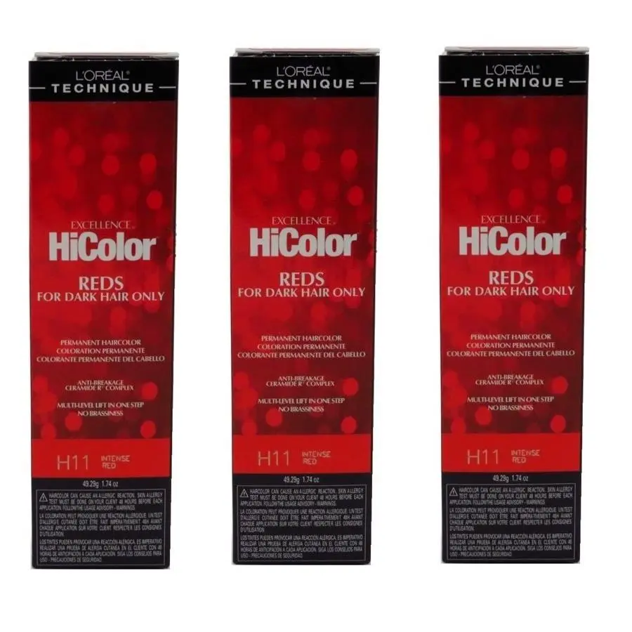 BL Loreal Excel Hicolor H11 Tube Intense Red 1.74oz X 3 Packs by L'Oréal