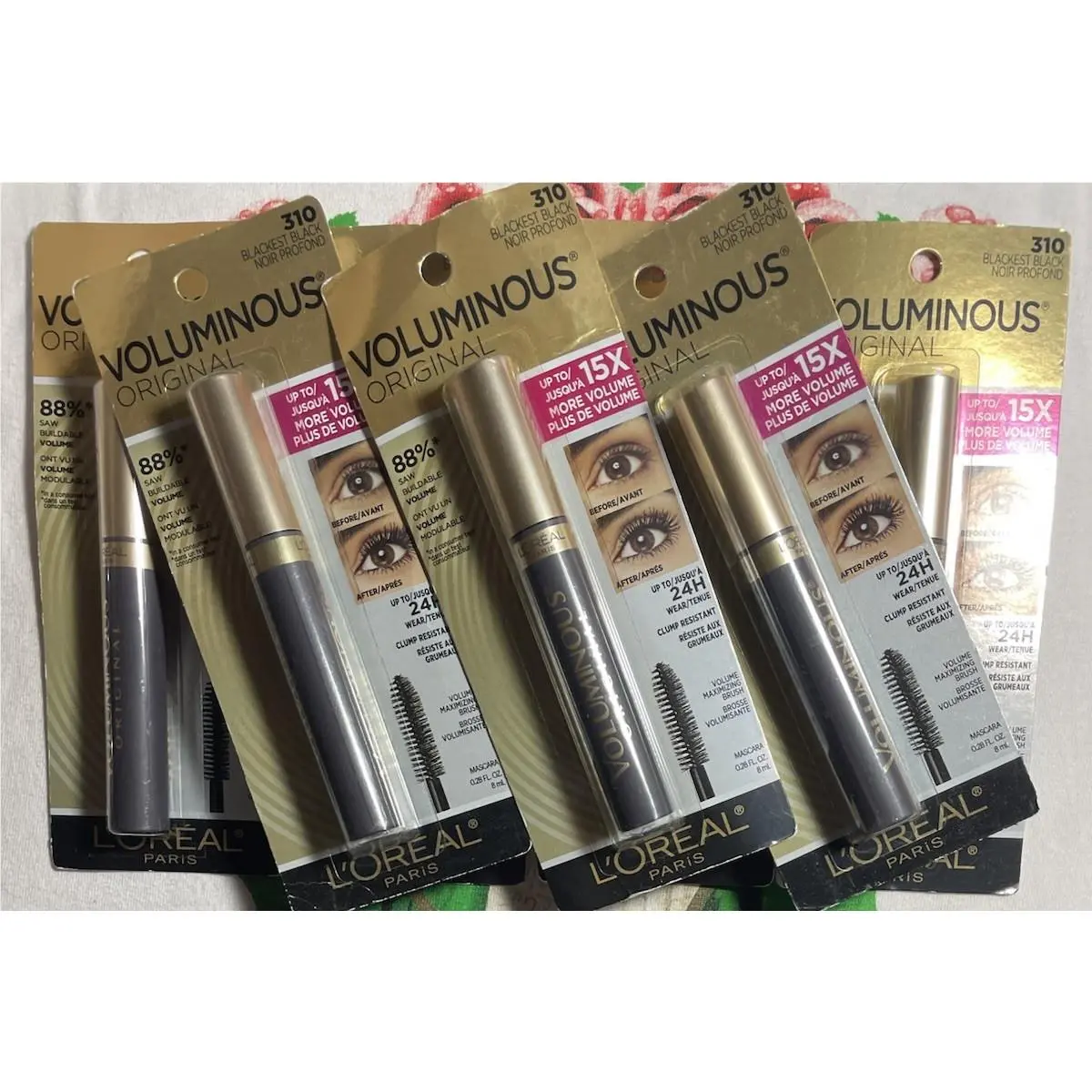 7 Loreal Voluminous 310 Blackest Black Mascara Washable 0.28oz by L'Oréal