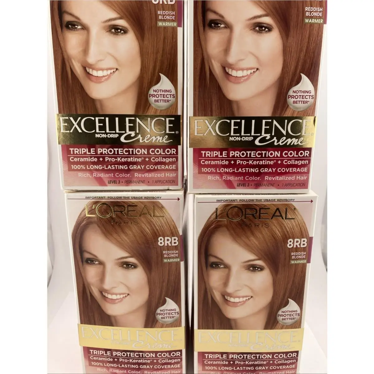4 Loreal Excellence Creme 8RB Reddish Blonde Warmer Hair Dye Hair Color Cream by L'Oréal