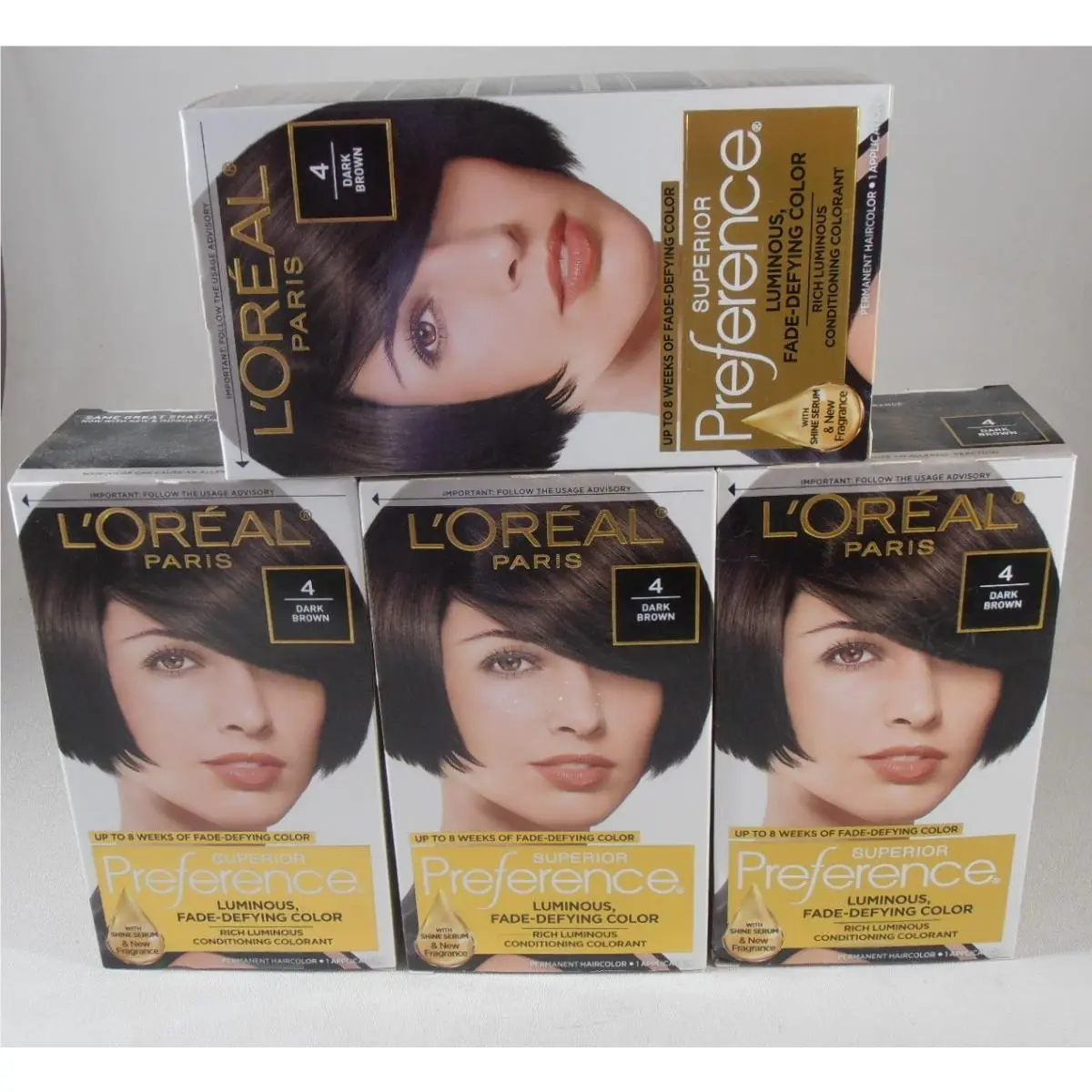 4 Boxes Loreal Superior Preference Dark Brown Hair Color 4 by L'Oréal