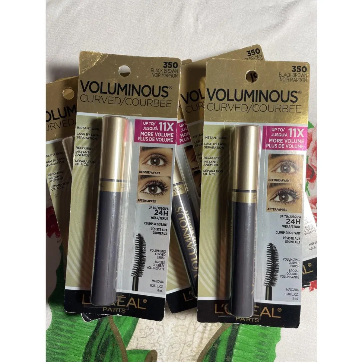 9 Loreal Voluminous-curved Brush Mascara- 350 Black Brown - in Pack by L'Oréal