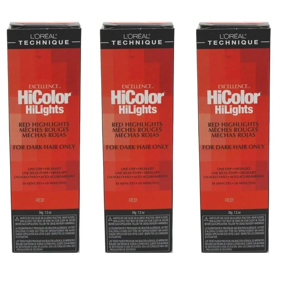 BL Loreal Excel Hicolor Hilights Red 1.2oz X 3 Packs by L'Oréal