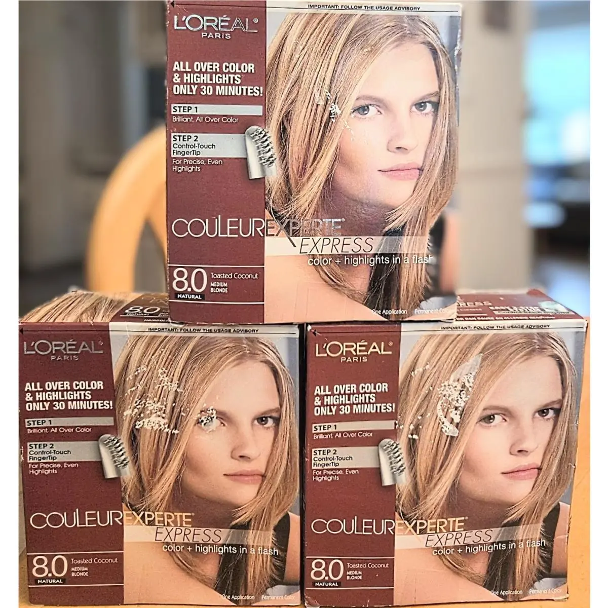 L`oreal Paris 3 Box Couleur Experte 2-Step Hair Color Highlights Kit Toasted by L'Oréal