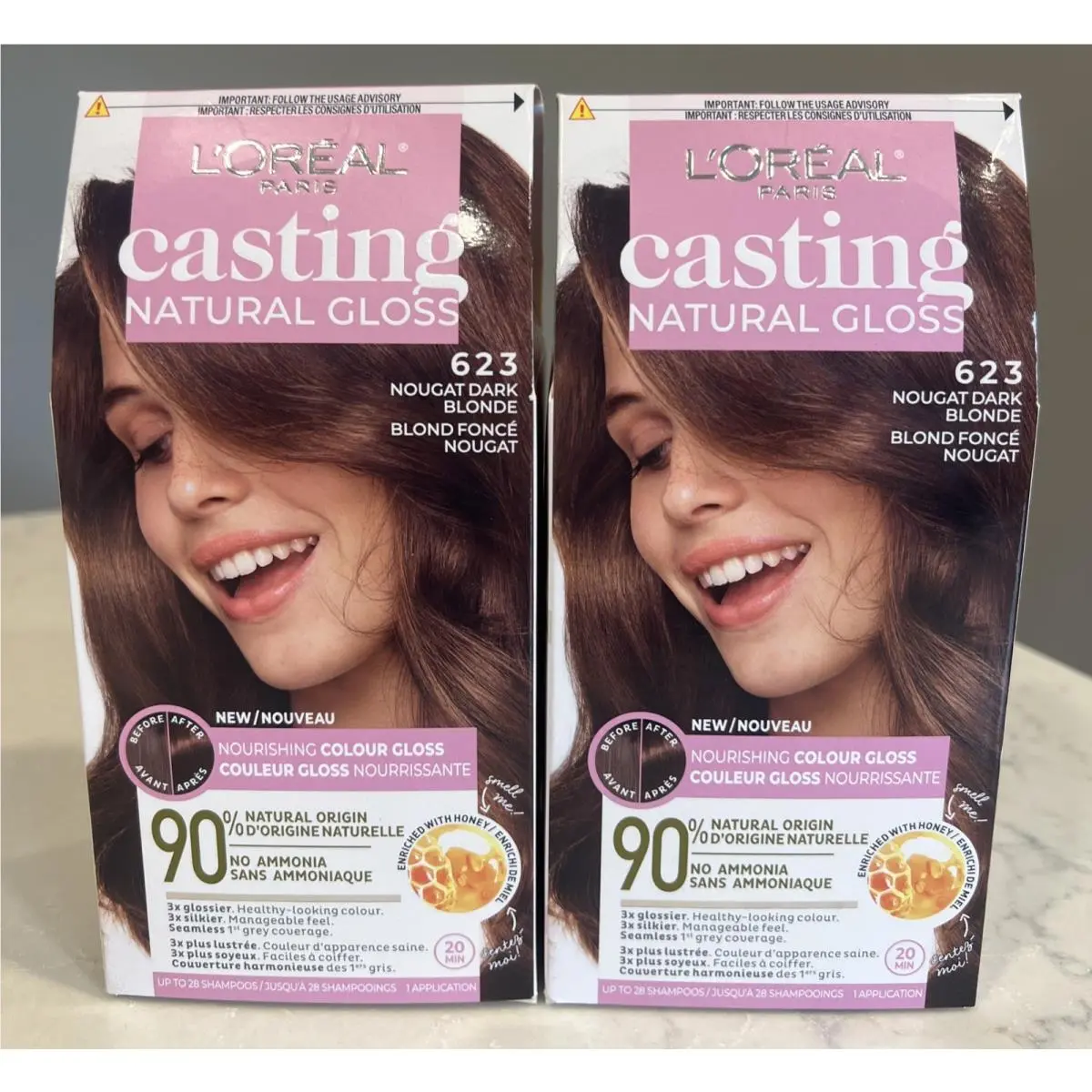 L`oreal Paris Casting Natural Gloss 623 Nougat Dark Blonde Hair Color 2 Pack by L'Oréal