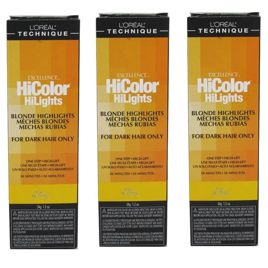 BL Loreal Excel Hicolor Hilights Ash Blonde 1.2oz X 3 Packs by L'Oréal