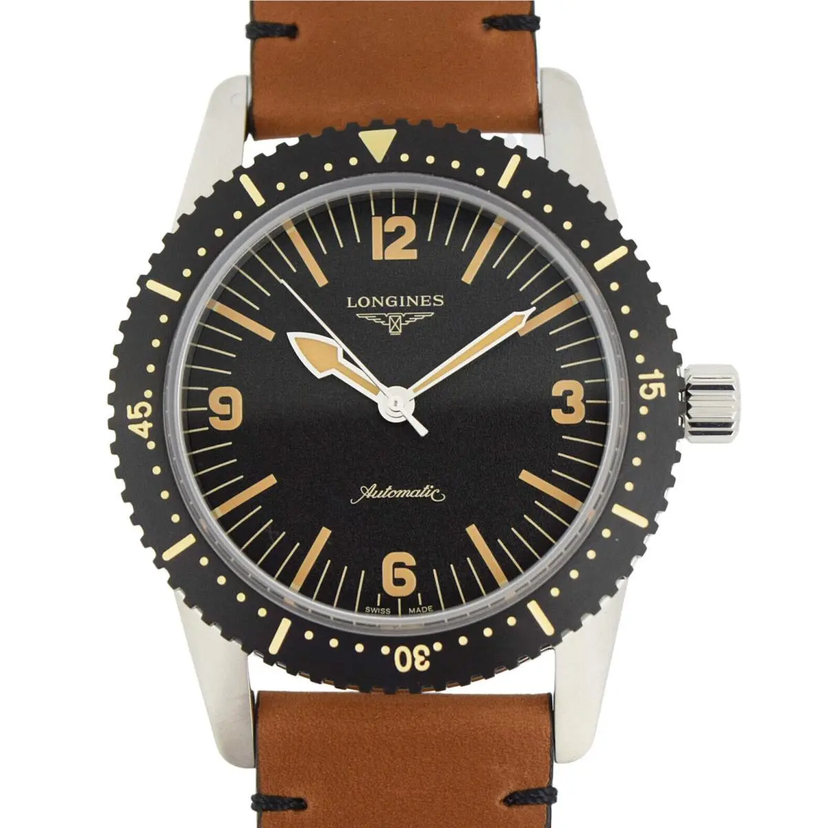 Heritage Skin Diver Black Dial Leather Men`s Watch L2.822.4.56.2 by Longines