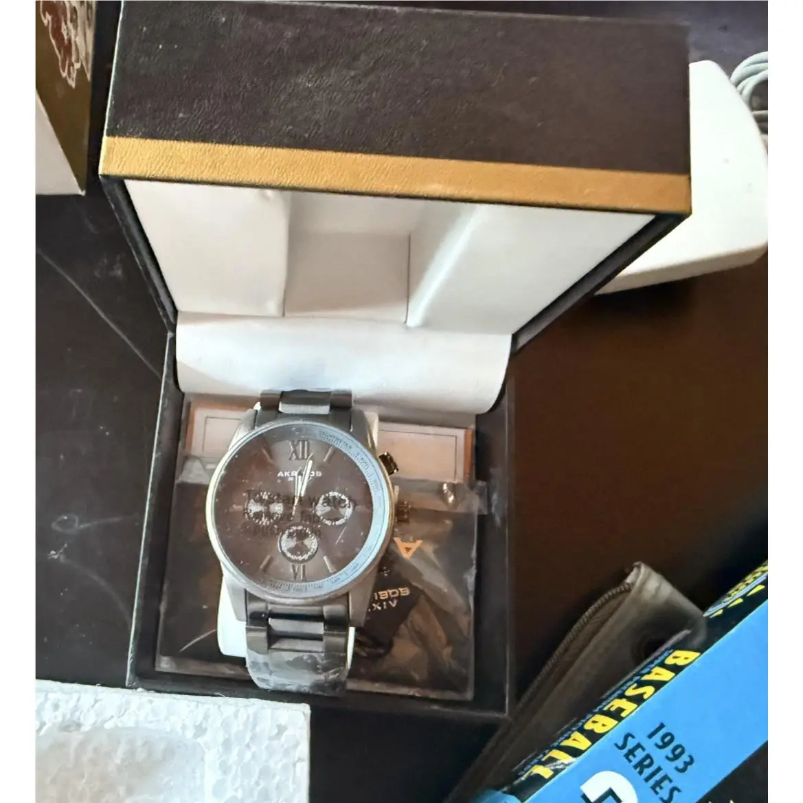 Akribos Xxiv Men`s Watch 45mm Gray Dial Black Tone AK736 BK 6.75 Crt