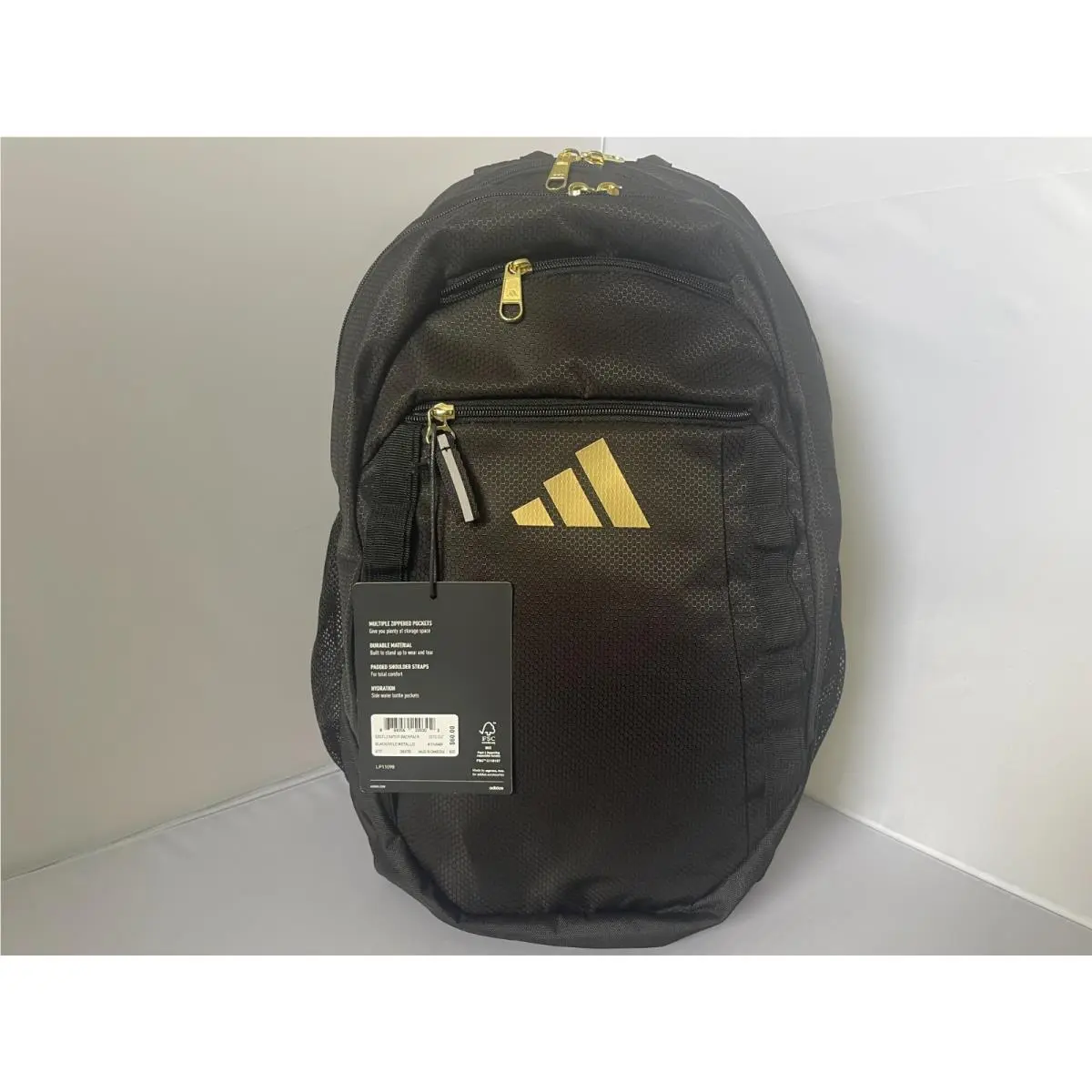 Excelerator Large Backpack 16 Laptop Black/white or Gold 3 Stripe Webbing Black/Gold by Adidas