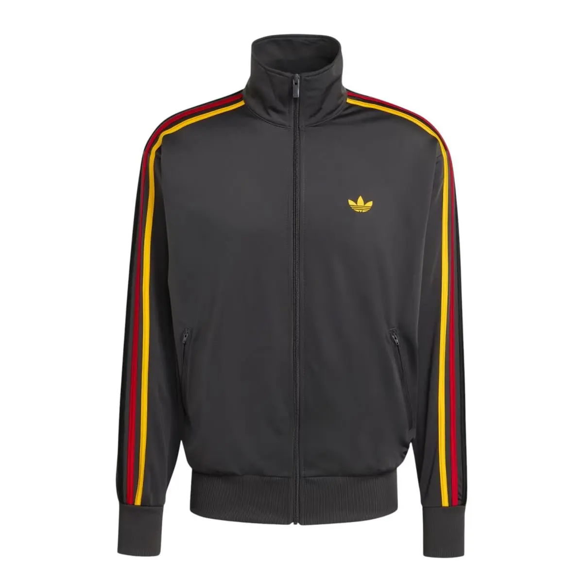 Men`s  Originals Adicolor Sport World Cup Firebird Track Top Jacket Utility Black/Collegiate Gold/Team Power Red 2 by Adidas