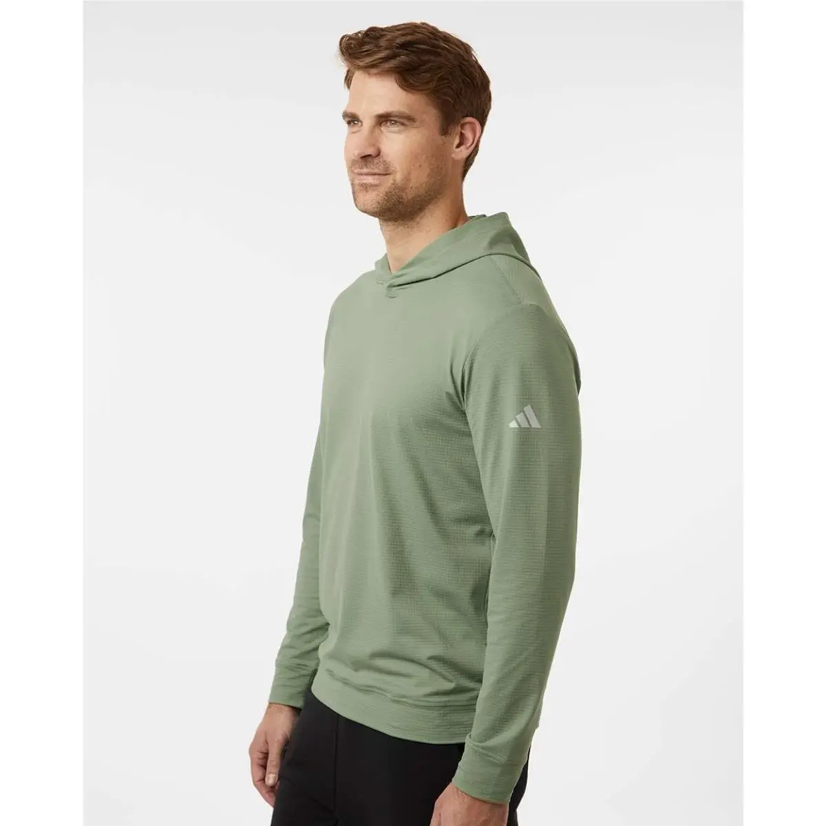 Adidas Men`s Lightweight Polyester Long Sleeve Hooded Shirt Light Green