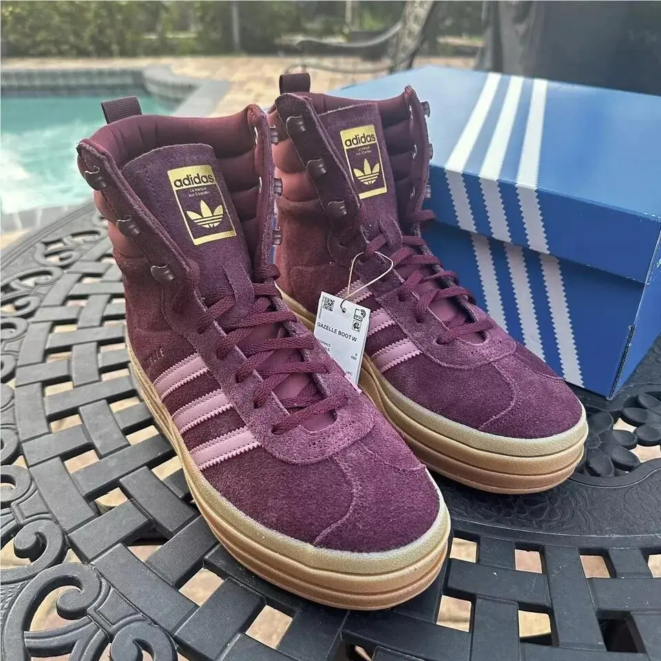 Gazelle High Boots Maroon Gum Women`s Athletic Shoes ID6882 Sz 6 6.5 7 by Adidas