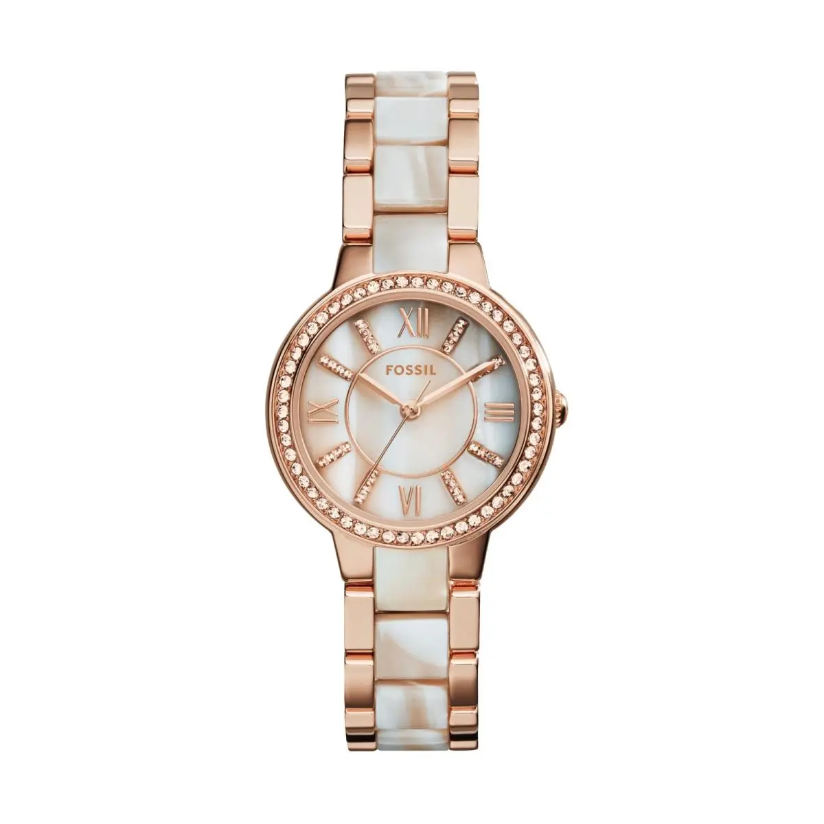 Women`s Watch Virginia Quartz Stainless 30 mm Rose Gold/horn Acetate by Fossil