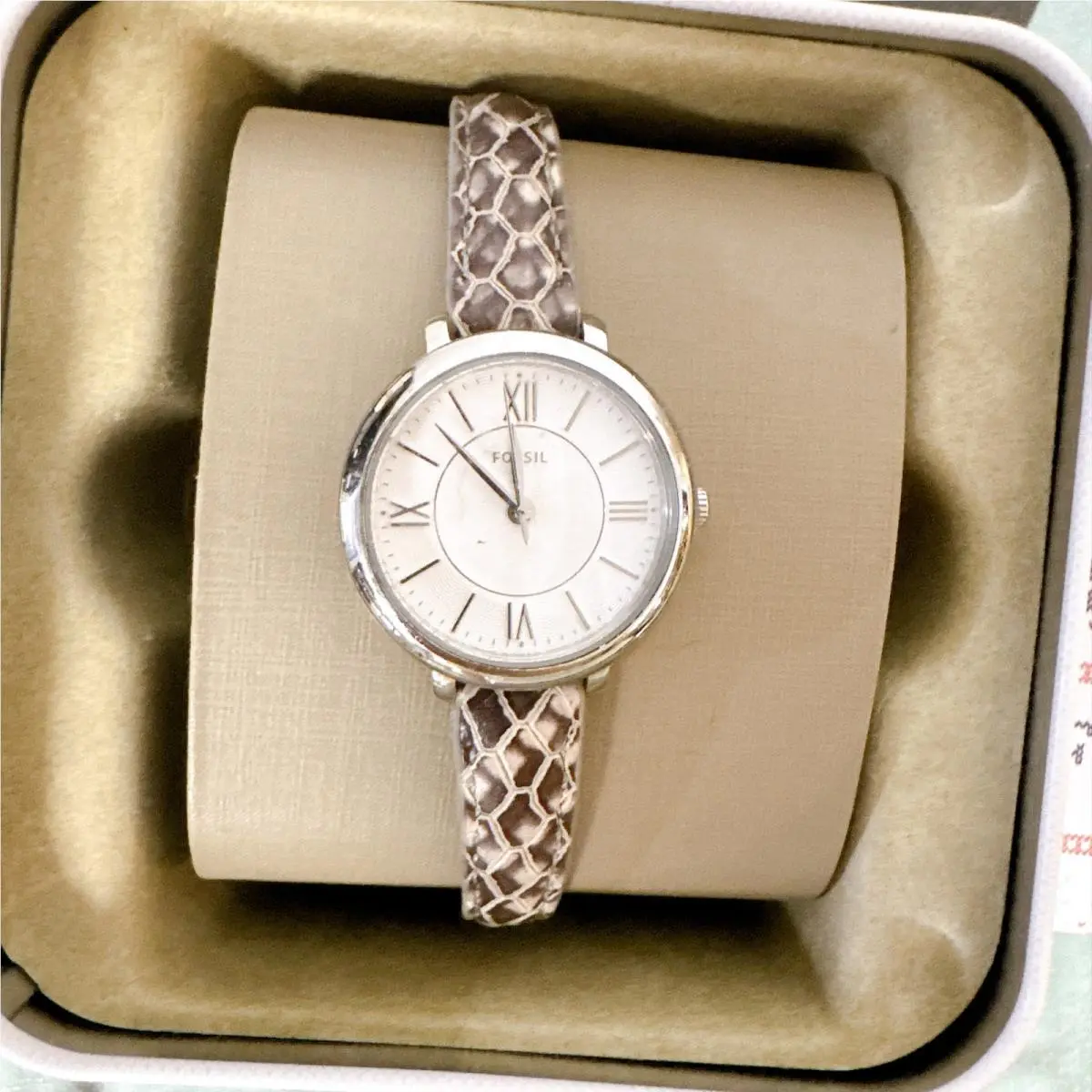 ES4635 Jacqueline Mini Women Quartz Watch Silver Grey Snake Leather by Fossil
