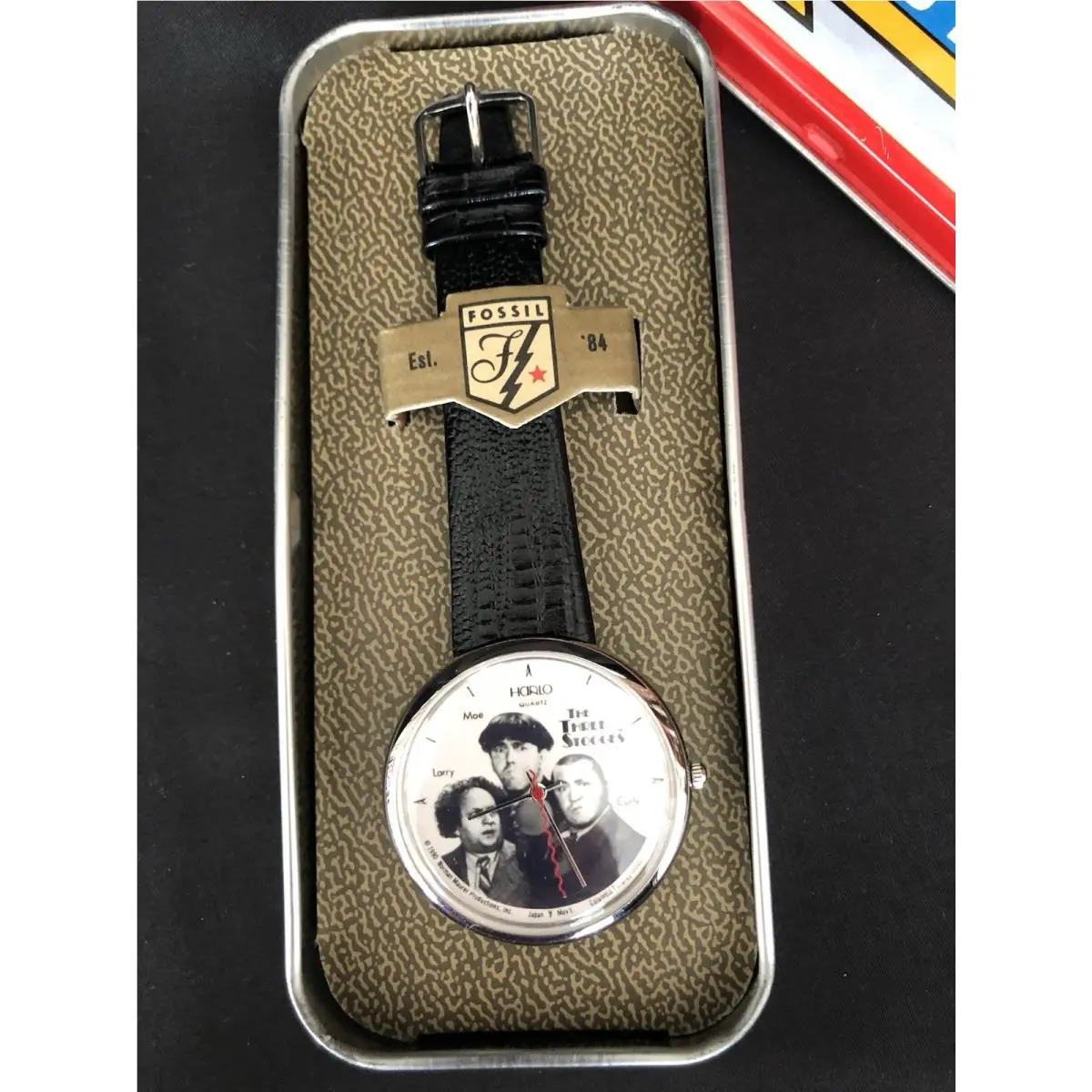 1991  Watch 3 Stooges In Can Never Worn Battery Keeps Time Rare by Fossil