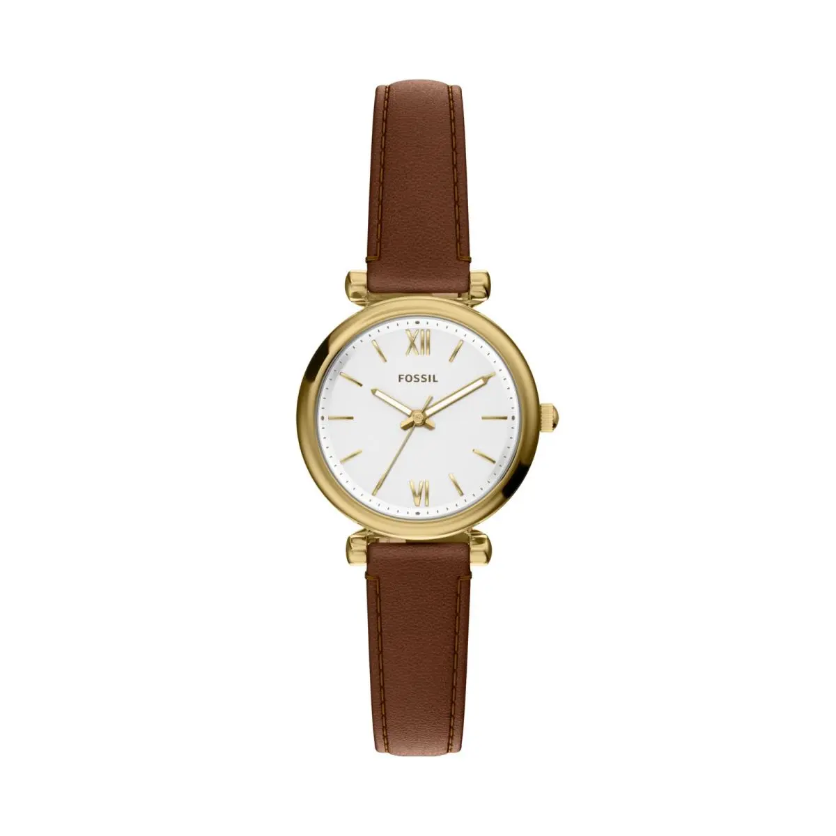 Women`s Carlie Three-hand Brown Leather Watch Model: 28MM Gold/brown by Fossil