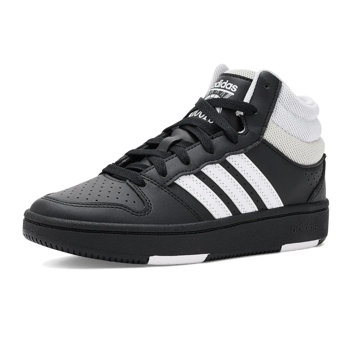 Children Unisex Shoes  Kids Hoops Mid Classic Basketball Shoes Big Kid Black/White/Orbit Grey by Adidas