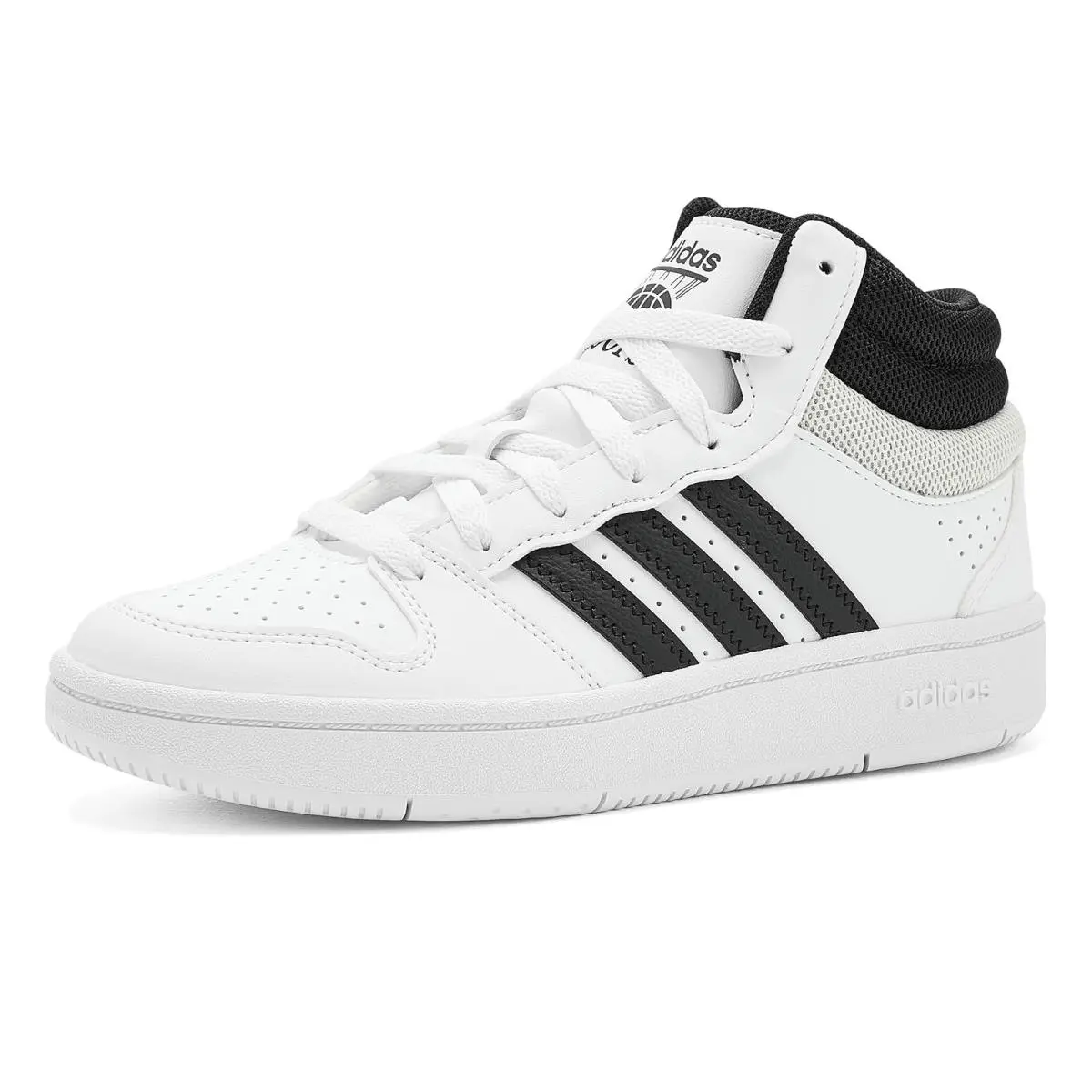 Children Unisex Shoes  Kids Hoops Mid Classic Basketball Shoes Big Kid White/Black/Orbit Grey by Adidas