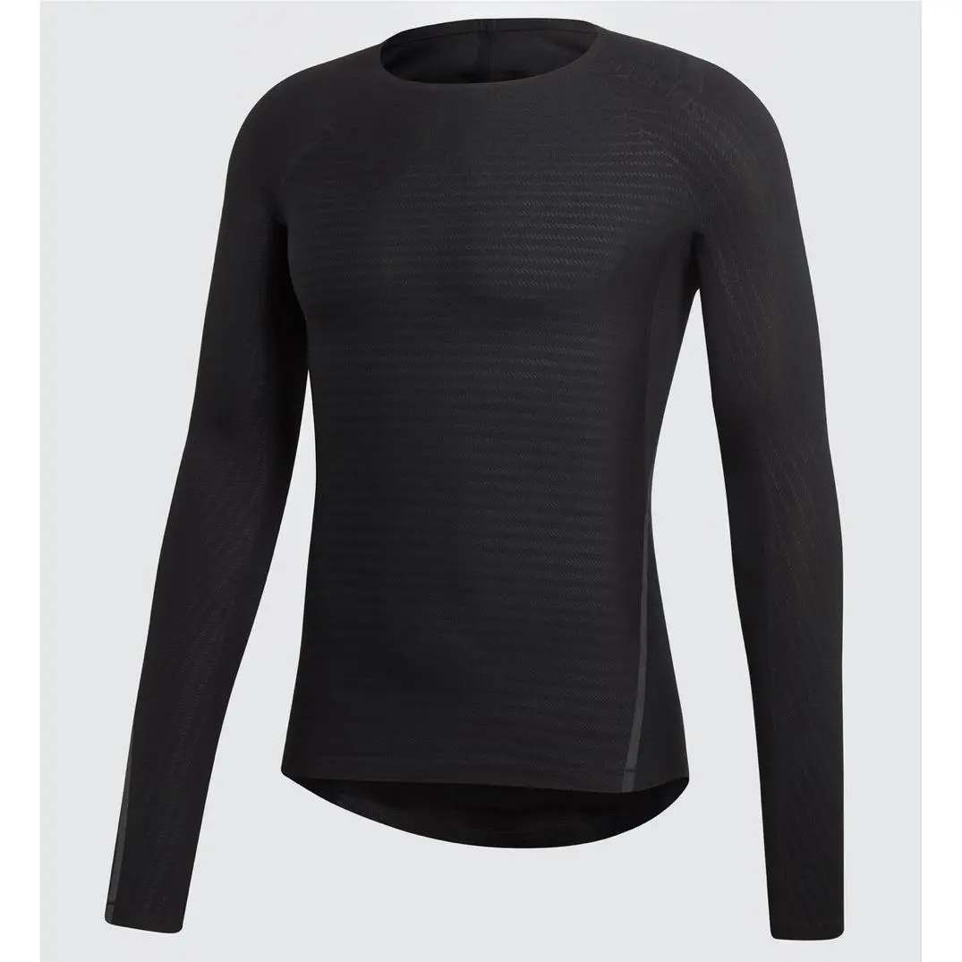 Adidas clothing - ADIDAS Alphaskin 360 Compression Black Long Sleeve Crew Tee Shirt - CF7163 - Black, Main: Black 1