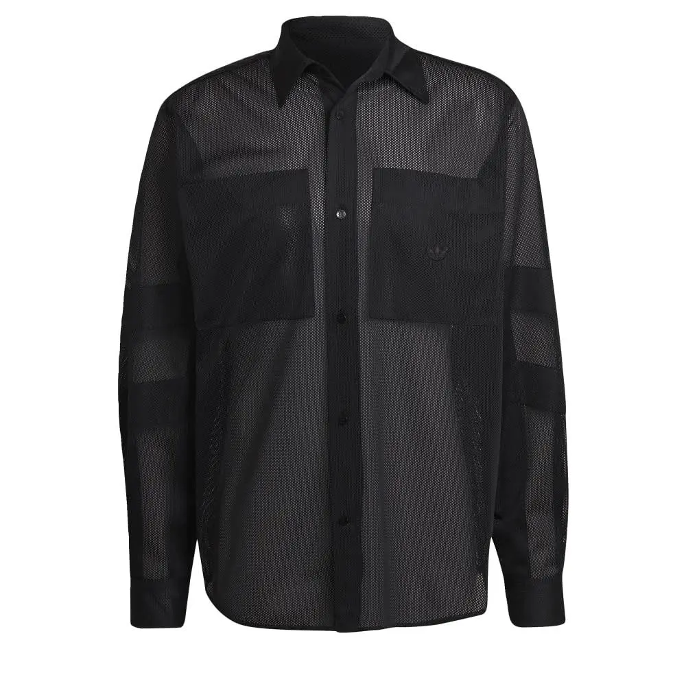 Originals Arkive Blue Version Long Sleeve Button-down Mens Shirt Black by Adidas