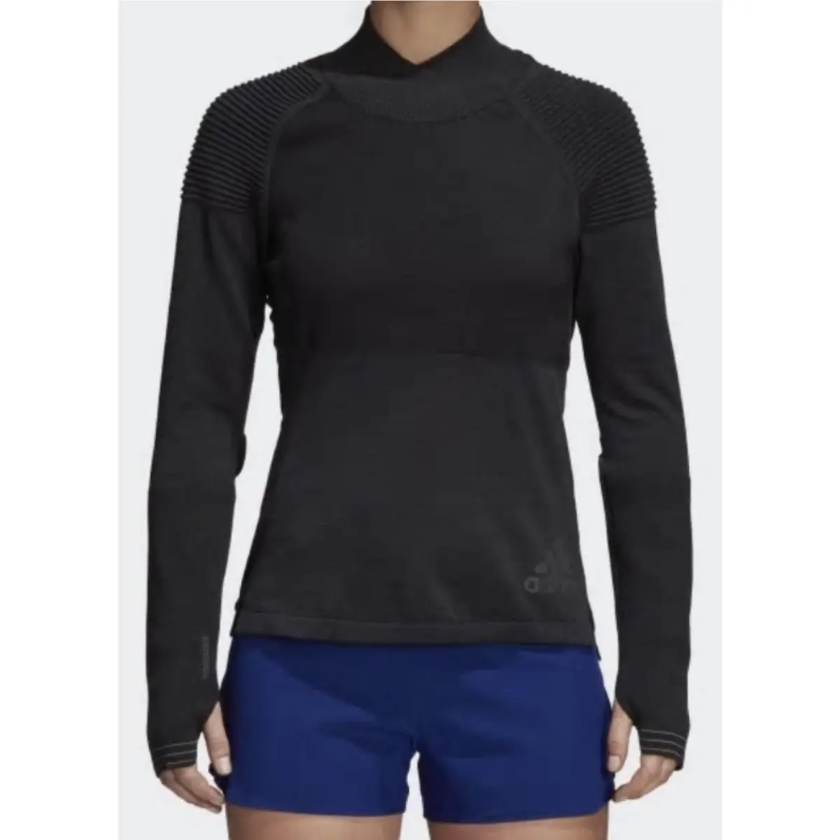 Adidas Ultra Crew L/s Black Reflective Pullover Top Running Sweater Womens S