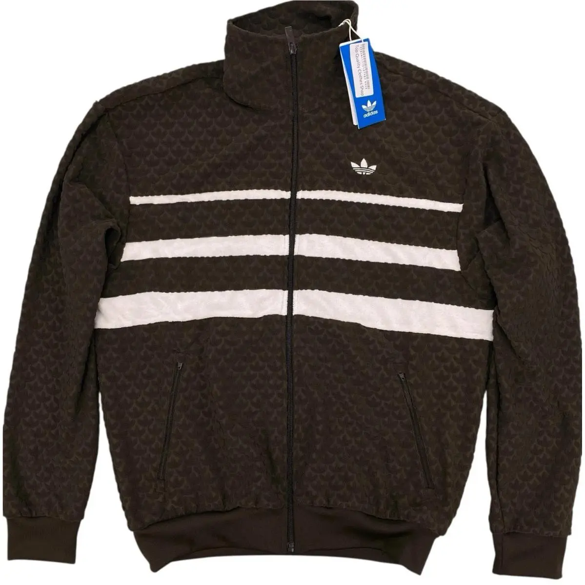 Adidas Originals Q12 Monogram Dark Brown White Track Jacket Men`s Size M L