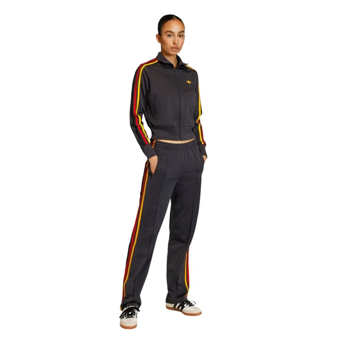 Originals Adicolor Sport World Cup Firebird Jacket Pants Track Suit Utility Black/Collegiate Gold/Team Power Red 2 by Adidas