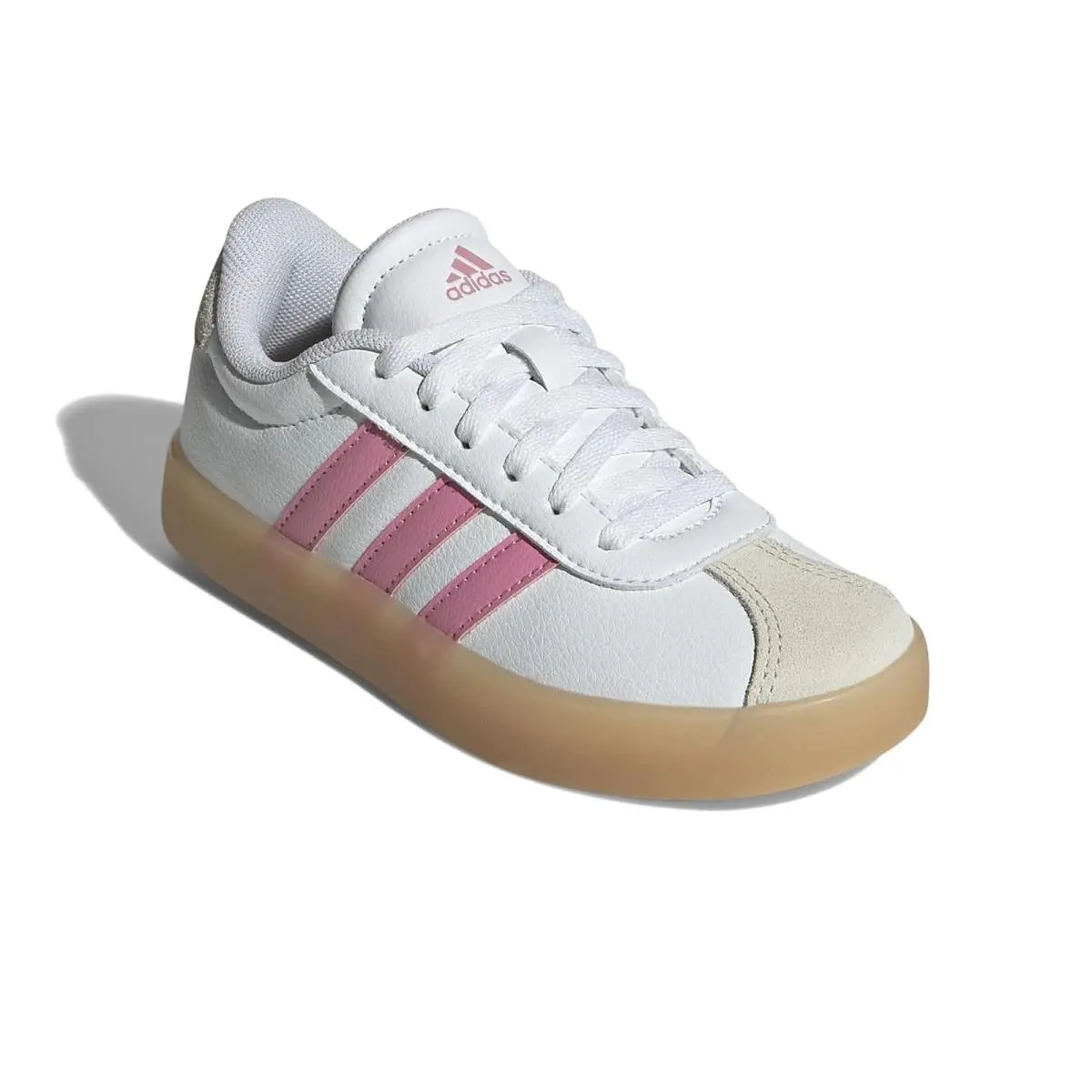Children Unisex Shoes  Kids Vl Court 3.0 Shoes Big Kid White/Bliss Pink/Alumina by Adidas