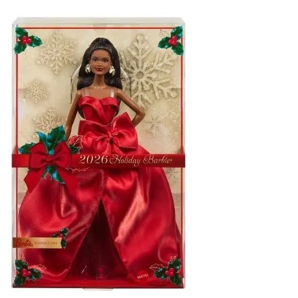 2026 Holiday African American Black Hair Barbie Nrfb with Shipper JJX71 IN Stock