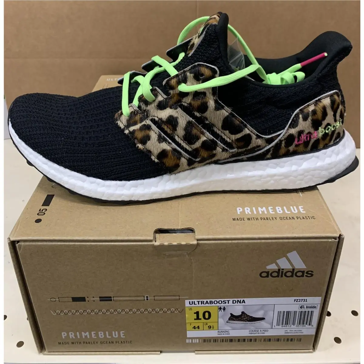 Mens 9.5 10 12 Ultraboost Dna Animal Leopard Running Shoes FZ2731 by Adidas