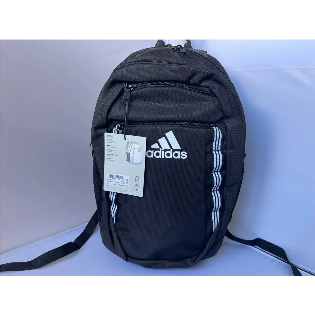 Excel 6 Backpack Black Gold or White Logo 60 BLACK/WHITE by Adidas