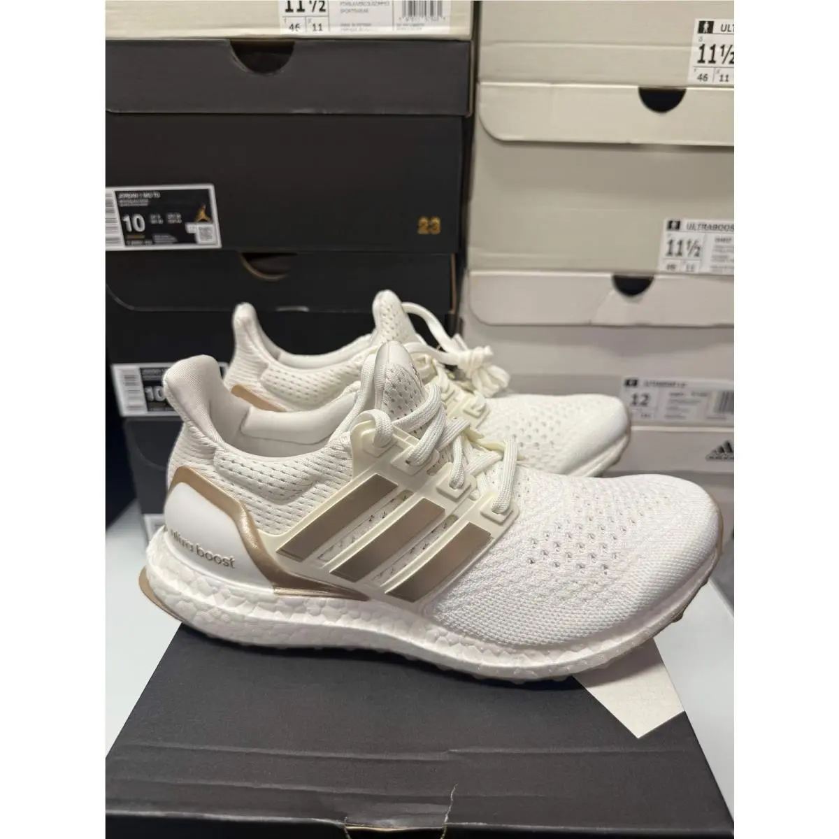 Adidas Women`s Ultraboost 1.0 Shoes White Beige JR3144