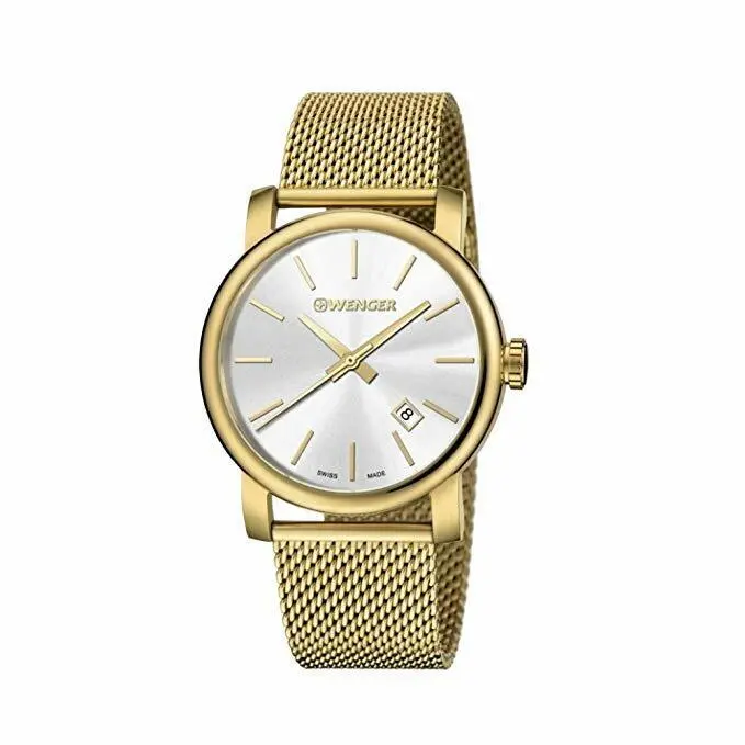 40mm Mens Swiss Made 01.1041.120 Analogue Quartz Gold Stainless Steel by Wenger